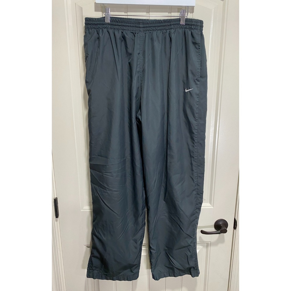 Vtg Nike Track Pants 2XL Men Gray Mesh Lined Wide Leg Basketball Zip Ankle